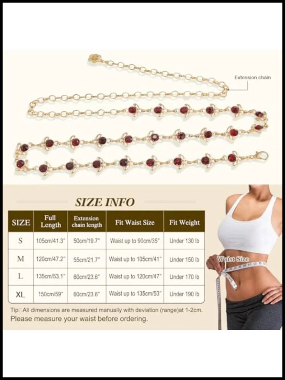 Rhinestone Crystal Chain Waist Belt for Dresses Gift